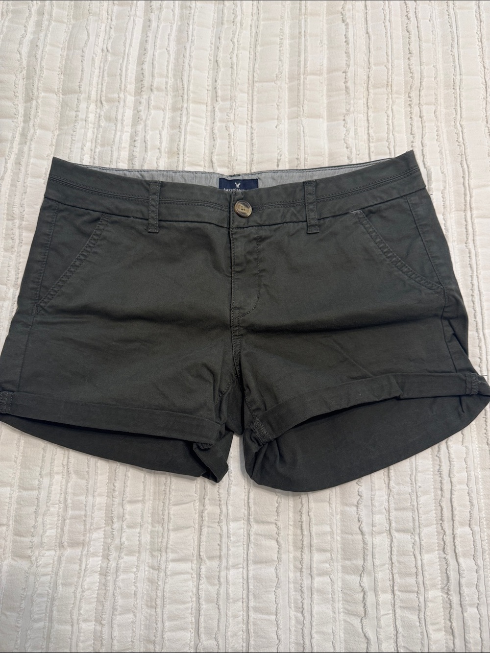 American Eagle Outfitters Dark Gray Cuffed Cotton Shorts